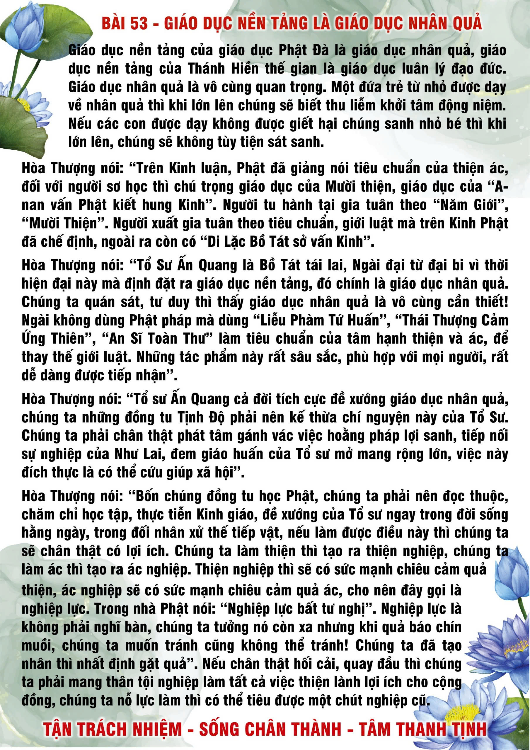 53 · PHTT - Giáo Dục Nền Tảng Là Giáo Dục Nhân Quả - 53